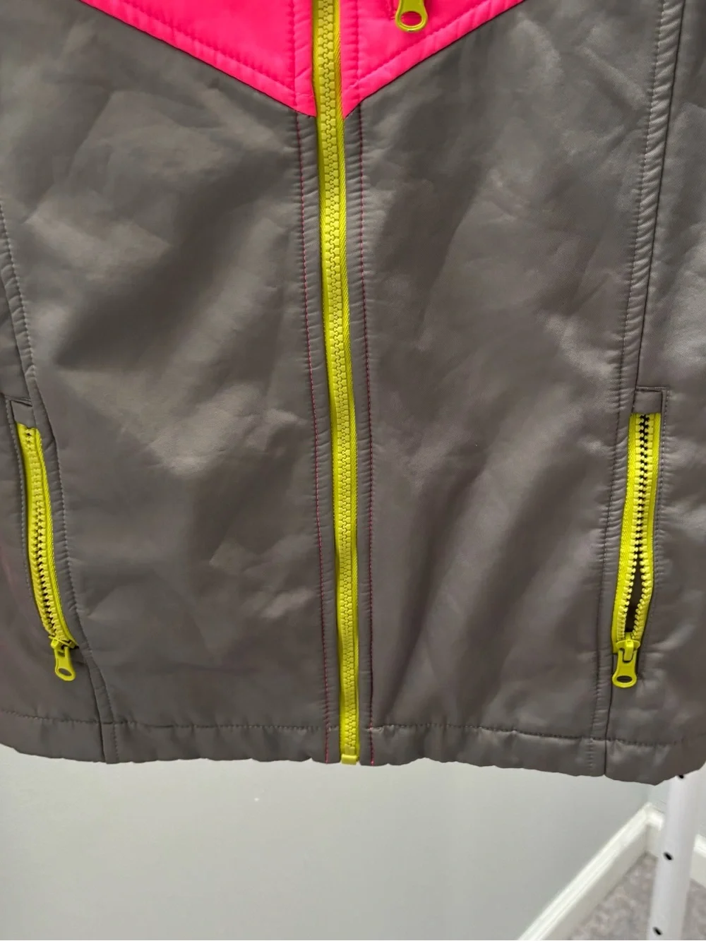Nike Girls Hot Pink and Gray Jacket with Neon Yellow Accents